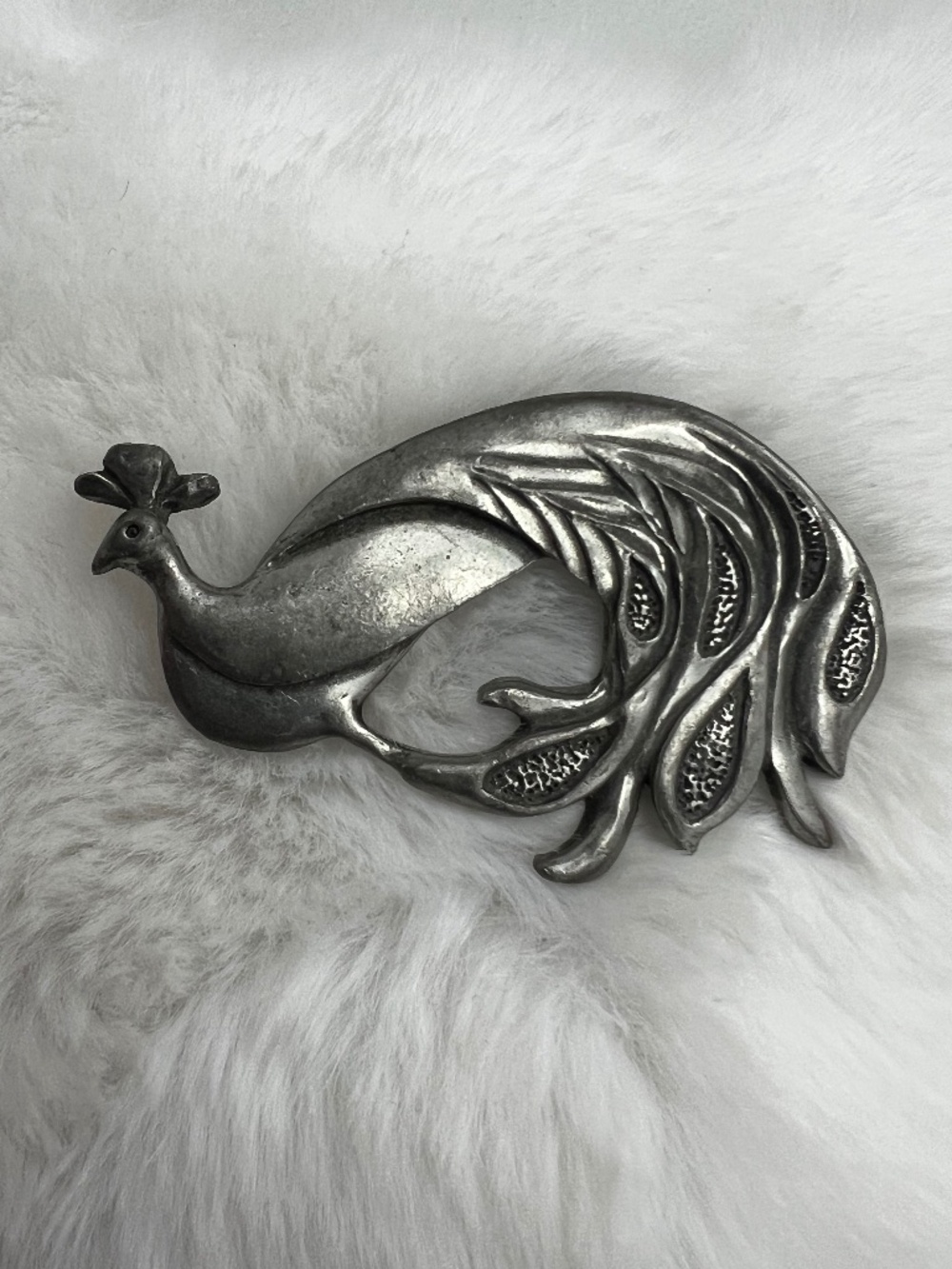 Vintage Seagull Canada Pewter Peacock Brooch